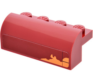 LEGO Rouge foncé Pente 2 x 4 x 1.3 Incurvé avec Sand Autocollant (6081)