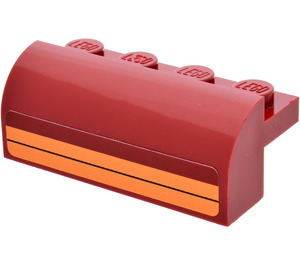 LEGO Rouge foncé Pente 2 x 4 x 1.3 Incurvé avec Rayures Autocollant (6081)
