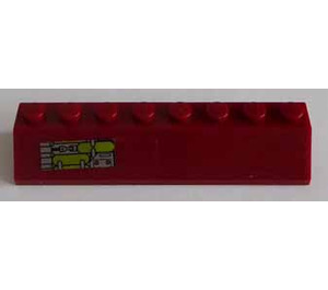 LEGO Dark Red Slope 2 x 8 (45°) with Silver and Olive Green Decoration Right Side Sticker (4445)