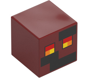 LEGO Tummanpunainen Neliö Minihahmo Pää jossa Magma Cube Koriste (29923 / 106304)