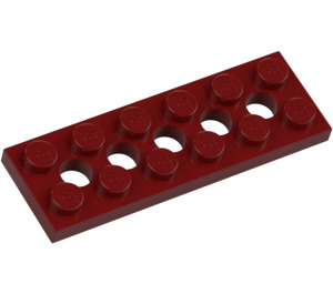 LEGO Mørk rød Technic Plate 2 x 6 med Hull (32001)