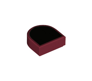 LEGO Rouge foncé Tuile 1 x 1 Demi Oval avec Noir (24246 / 88091)