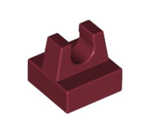 LEGO Donkerrood Tegel 1 x 1 met Klem (Geen snede in het midden) (2555 / 12825)