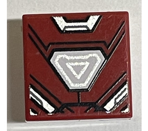 LEGO Dark Red Tile 1 x 1 with Iron Man Arc Reactor with Groove (3070)