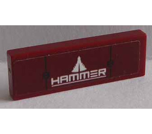 LEGO Dark Red Tile 1 x 3 with 'HAMMER' and Triangle pattern Sticker (63864)
