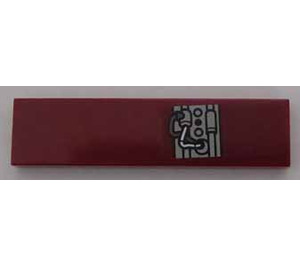 LEGO Dark Red Tile 1 x 4 with decoration Sticker with Groove (2431)
