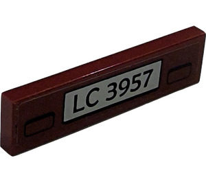 LEGO Dark Red Tile 1 x 4 with LC 3957 License Plate Sticker (2431)