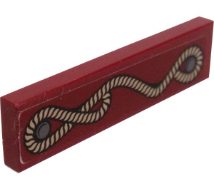 LEGO Dark Red Tile 1 x 4 with Rope and Nails Sticker (2431)