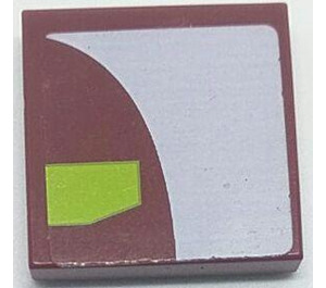 LEGO Dark Red Tile 2 x 2 with Markings (Left) Sticker with Groove (3068)