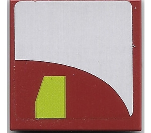 LEGO Rouge foncé Tuile 2 x 2 avec Markings (Droite) Autocollant avec rainure (3068)