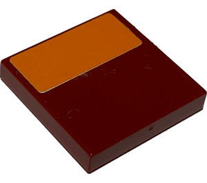 LEGO Dark Red Tile 2 x 2 with Orange Stripe Sticker with Groove (3068)