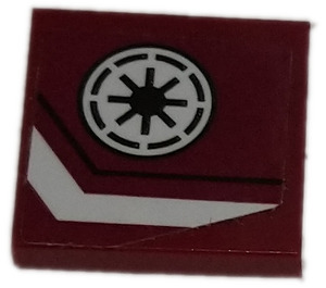 LEGO Dark Red Tile 2 x 2 with Star Wars Logo and White Line (left) Sticker with Groove (3068)