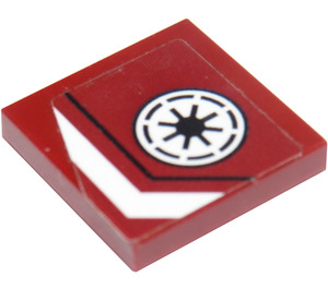 LEGO Rouge foncé Tuile 2 x 2 avec Star Wars logo et blanc Line (Droite) Autocollant avec rainure (3068)