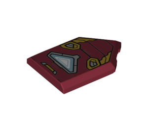 LEGO Dark Red Tile 2 x 3 Pentagonal with Iron Man Gold Armor (22385 / 87228)