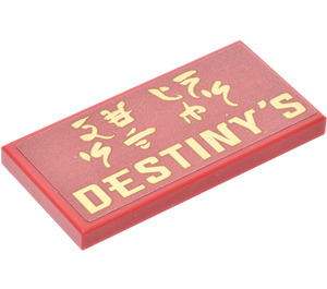 LEGO Dark Red Tile 2 x 4 with 'Destiny's' Sticker (87079)