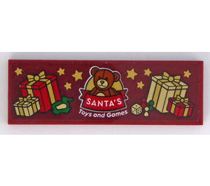 LEGO Dark Red Tile 2 x 6 with Gift Packages, Gold Stars and 'SANTA'S' Sticker (69729)