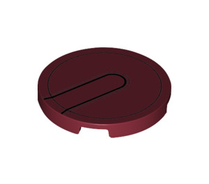 LEGO Dark Red Tile 3 x 3 Round with Iron Man Helmet Black Circle and Tab (67095 / 69163)