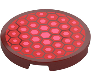 LEGO Rosso scuro Piastrella 3 x 3 Rotondo con Rosso Hexagons (67095 / 100384)