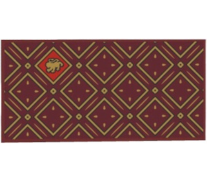 LEGO Dark Red Tile 4 x 8 Inverted with Gold Squares and HP Gryffindor House Lion Sticker (83496)