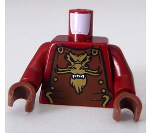 LEGO Mørkerød Torso Ninjago med Gold Dragehoved Emblem (973)