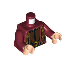 LEGO Dunkelrot Torso Ornate Robe mit Lange Scarves, Gold, Reddish Brown und Dark Brown Details Muster (973 / 76382)