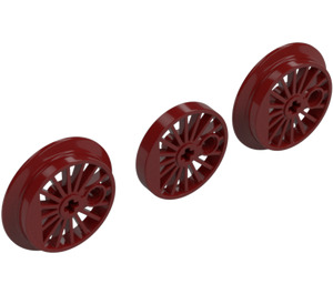 LEGO Dark Red Train Wheels - 3 for RC Trains (85489)