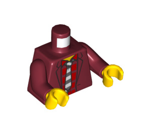 LEGO Dunkelrot Vito mit Schwarz Kurz gekämmt Haar und Striped Tie Minifigur Torso (973 / 76382)