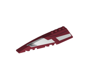 LEGO Donkerrood Wig 12 x 3 x 1 Dubbele Afgerond Links met Wit Panels en Zwart Line (10522 / 42061)