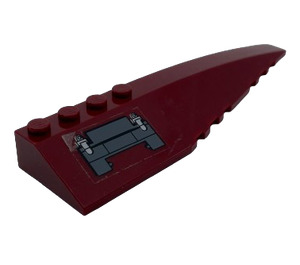 LEGO Тъмно червено Клин 12 x 3 x 1 Двойна Закръглена вярно с Dark Сив Панта Панел и Latches Стикер (42060)