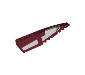 LEGO Dark Red Wedge 12 x 3 x 1 Double Rounded Right with White Panels and Black Lines (10524 / 42060)