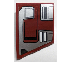 LEGO Dark Red Wedge 2 x 3 Left with Silver Armor Plates Sticker (80177)