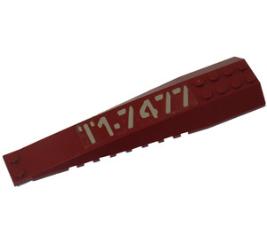 LEGO Dark Red Wedge 4 x 16 Triple Curved with 'T1-7477' Right Sticker (45301)