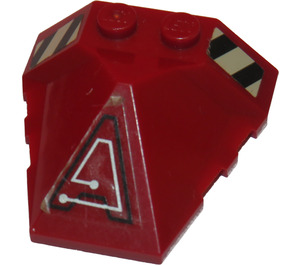 LEGO Rouge foncé Coin 4 x 4 Quadruple Convex Pente Centre avec Circuits et Hazard Rayures (Droite) Autocollant (47757)