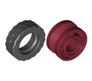 LEGO Dark Red Wheel Hub Ø11.2 x 8 with Centre Groove with Tire Ø 17.6 x 6.24 without Band