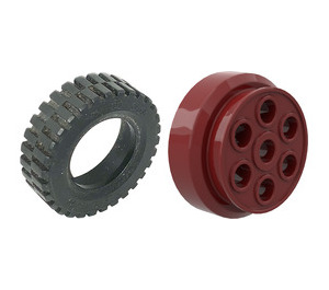 LEGO Dark Red Wheel Rim 30mm x 12.7mm Stepped with Tire 13 x 24
