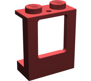 LEGO Rouge foncé Fenêtre Cadre 1 x 2 x 2 avec 2 trous en bas (2377)