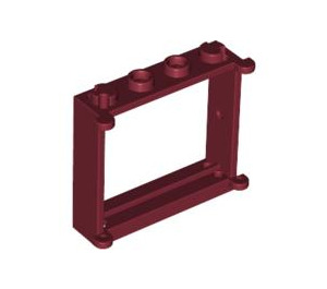 LEGO Mørk rød Vindusramme 1 x 4 x 3 med Shutter Tabs (3853)