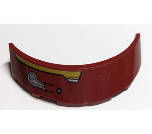 LEGO Dark Red Windscreen 1 x 3 x 6 Curved with Gold and Silver Armor Plates (Left) Sticker (35298)