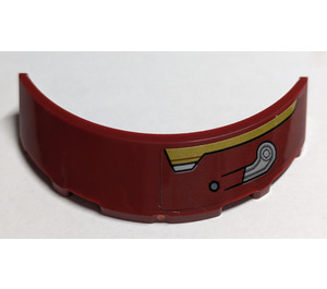 LEGO Dark Red Windscreen 1 x 3 x 6 Curved with Gold and Silver Armor Plates (Right) Sticker (35298)
