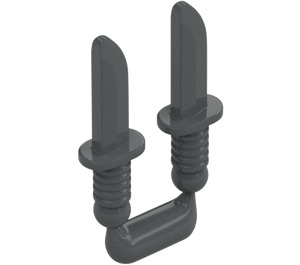 LEGO Dark Stone Gray 2 Knives on Sprue (44658 / 70749)