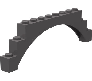 LEGO Dark Stone Gray Arch 1 x 12 x 3 with Raised Arch (14707)