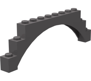 LEGO Mörk Stengrå Båge 1 x 12 x 3 med upphöjd båge (14707)