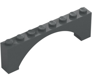 LEGO Dark Stone Gray Arch 1 x 8 x 2 Raised, Thin Top without Reinforced Underside (16577 / 40296)