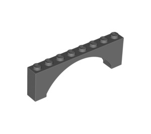 LEGO Dark Stone Gray Arch 1 x 8 x 2 Raised, Thin Top without Reinforced Underside (16577 / 40296)