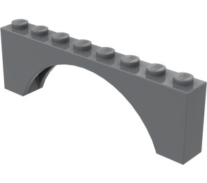 LEGO Dark Stone Gray Arch 1 x 8 x 2 Thick Top and Reinforced Underside (3308)