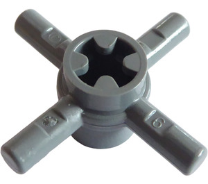 LEGO Dark Stone Gray Axle Connector Hub with 4 Bars Unreinforced (48723)