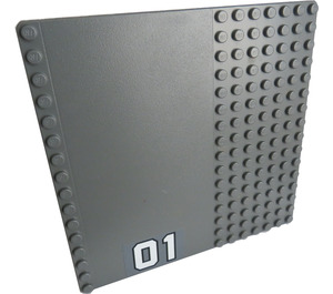 LEGO Dark Stone Gray Baseplate 16 x 16 with Driveway with '01' Sticker (30225)
