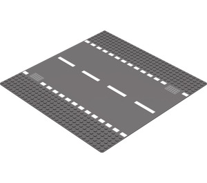 LEGO Dark Stone Gray Baseplate 32 x 32 Road 6-Stud Straight with White Dashed Lines (44336 / 54201)