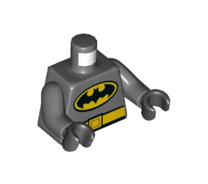 LEGO Tmavě kamenná šedá Batman s Krátké nohy a Černá Plášť Minifigurka Trup (973 / 76382)