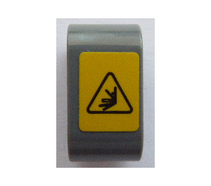 LEGO Dark Stone Gray Beam 2 with Axle Hole and Pin Hole with Yellow warning triangle Sticker (40147)